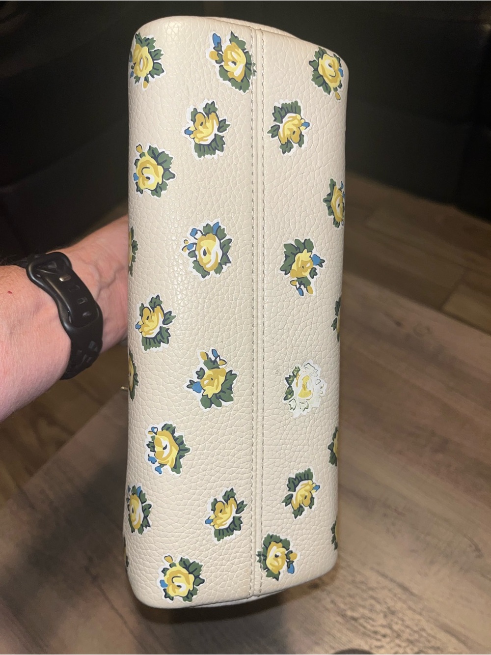 Tory Burch Pebble Leather Cream Floral Mini Satchel with Yellow & Green Accents - Picture 9 of 10